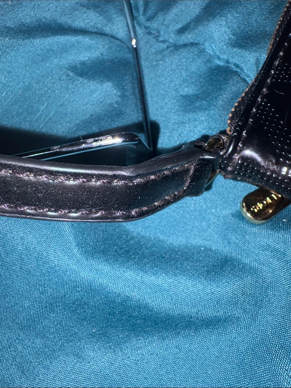 Michael Kors Black Patent MK Logo Shoulder Bag w/ tag, Gold Hardware